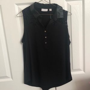 Black lace sleeveless top